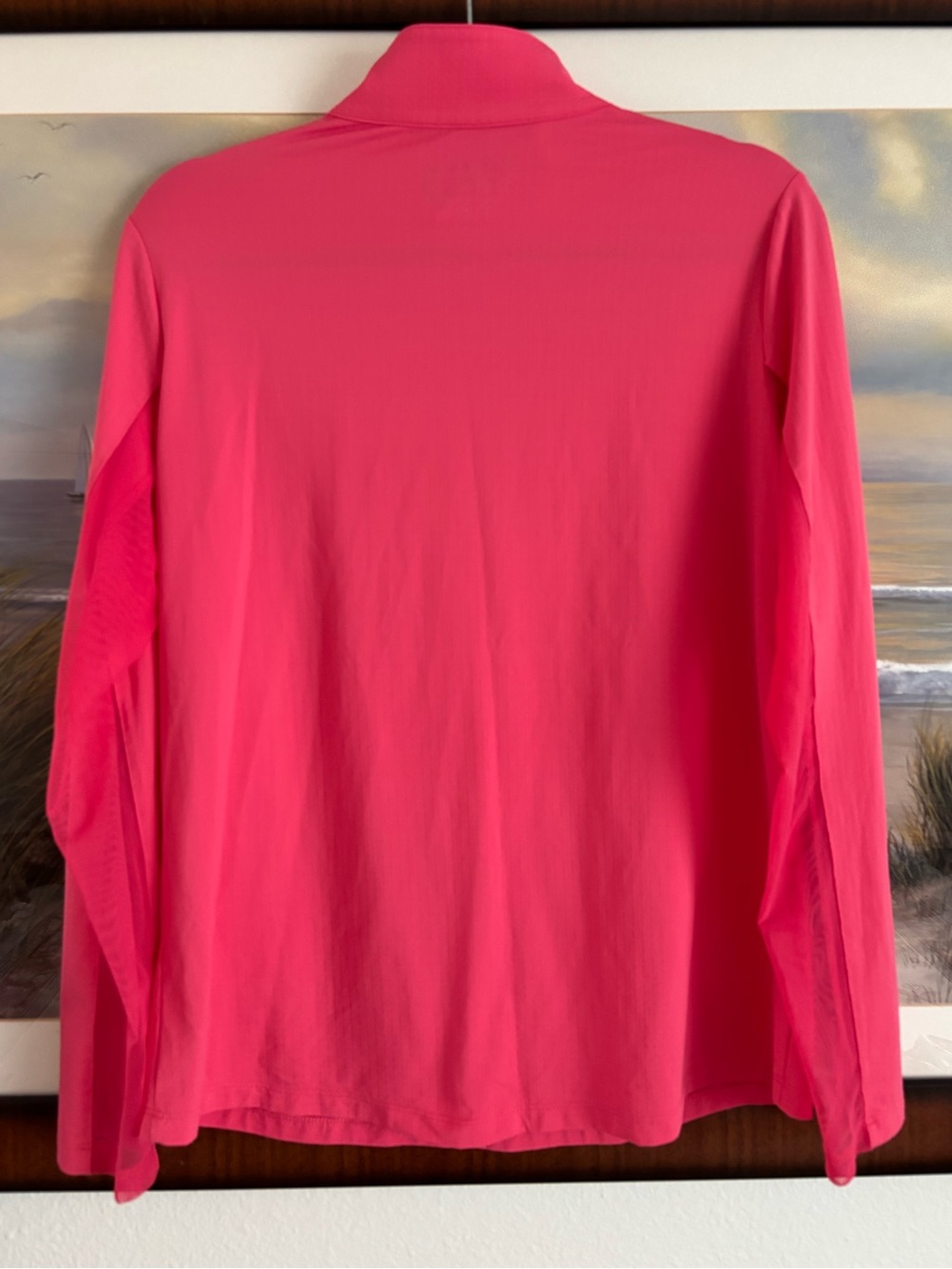 IBKÜL Hot Pink Long Sleeve 1/4 Zip Mock Neck Golf Top Pullover Size L UPF 50+ - Picture 5 of 5